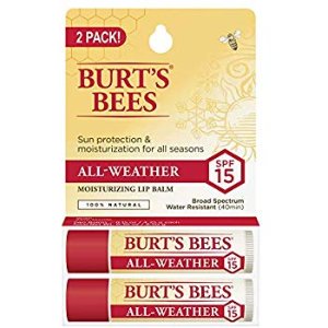 Burt's Bees 100% Natural All-Weather SPF15 Moisturizing Lip Balm, 2 Count