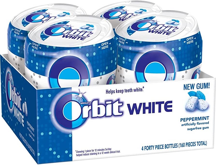 Amazon.com : ORBIT Gum WHITE Peppermint Sugar Free Chewing Gum, 40 Piece Bottle (4 Pack) : Everything Else