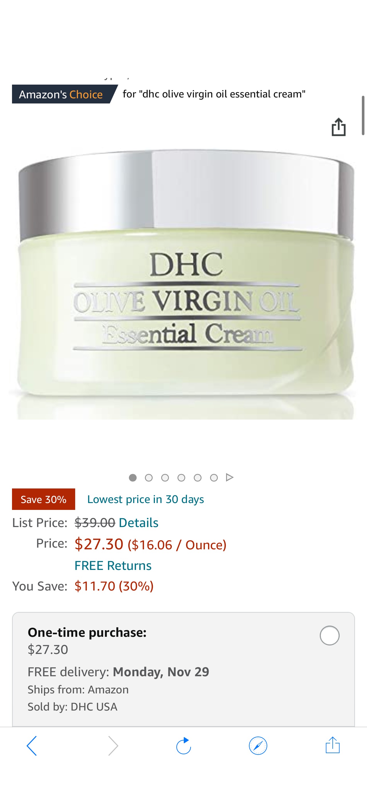 橄榄面霜7折Amazon.com: DHC Olive Virgin Oil Essential Cream