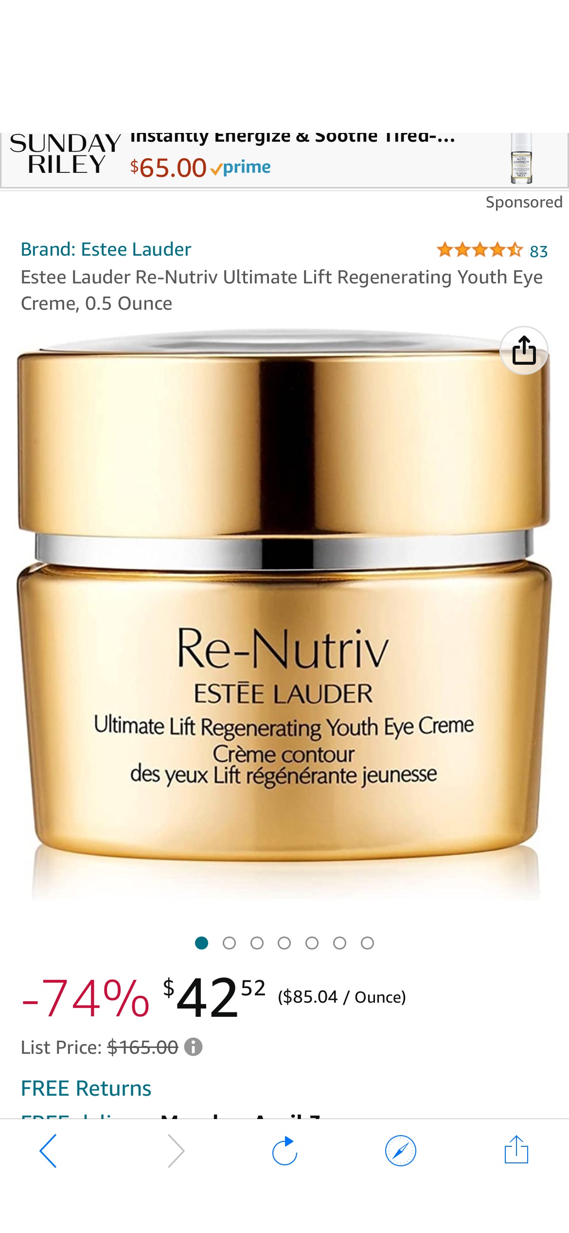 Estee Lauder Re-Nutriv Ultimate Lift Regenerating Youth Eye Creme, 0.5 Ounce