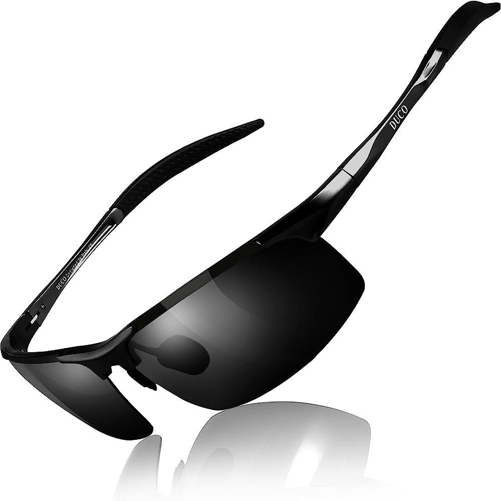 Amazon.com: DUCO Mens Sports Polarized Sunglasses UV Protection Sunglasses for Men 8177s(Black Frame Gray Lens) : Clothing, Shoes & Jewelry墨镜