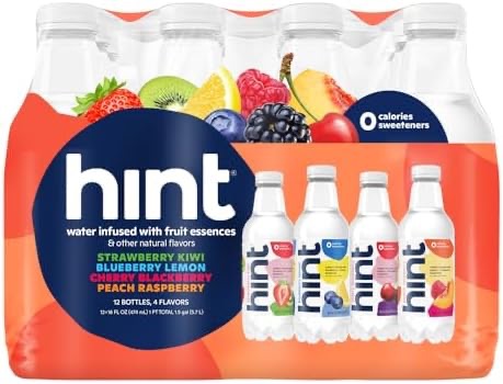 Amazon.com : Hint Water Smashup Variety Pack (Pack of 12), 16 Ounce Bottles, 3 Bottles Each of: Blueberry Lemon, Cherry Blackberry, Peach Raspberry, and Strawberry Kiwi, Zero Calories, Zero Sugar, Zer