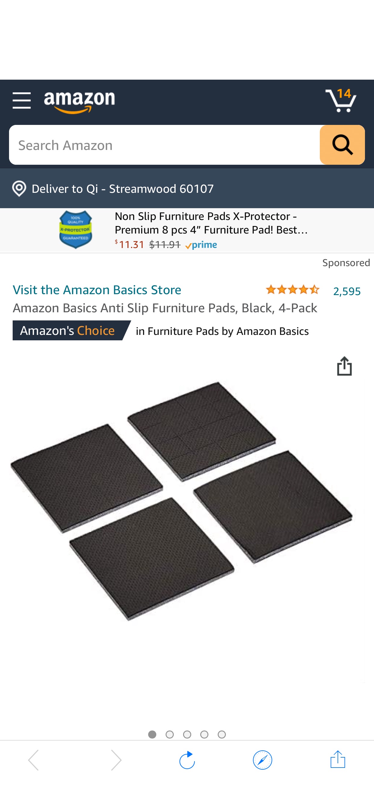 Amazon Basics 家具防滑垫 4片，共64块