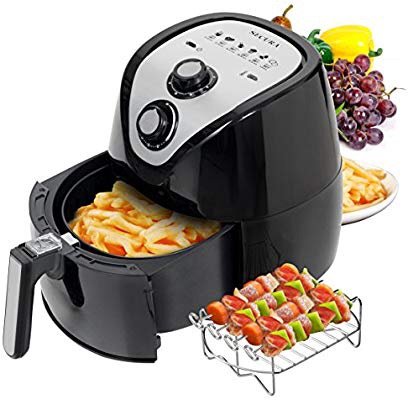 1500 Watt Large Capacity 3.2-Liter, 3.4 QT, Electric Hot Air Fryer and additional accessories; Recipes,BBQ rack and Skewers