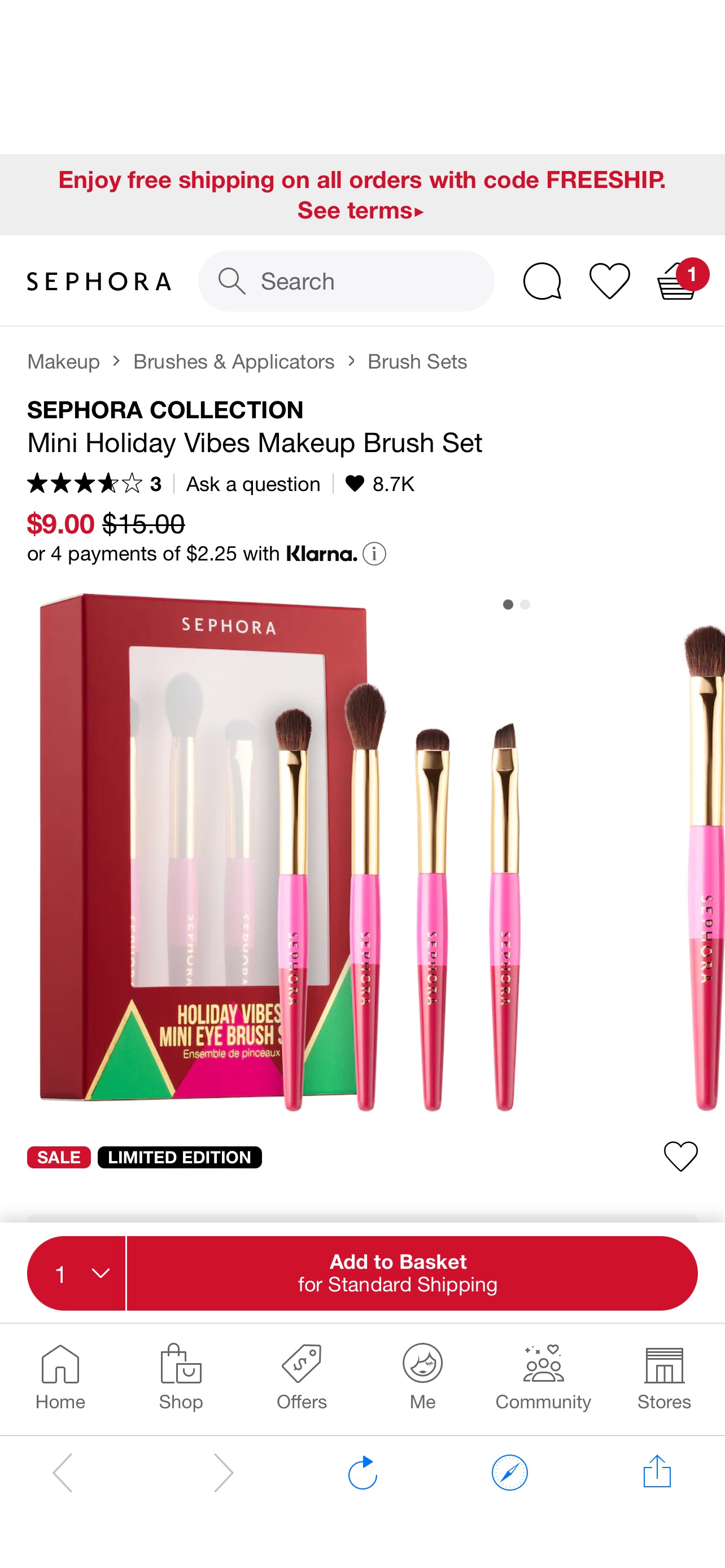 迷你眼部刷套装Mini Holiday Vibes Makeup Brush Set - SEPHORA COLLECTION
