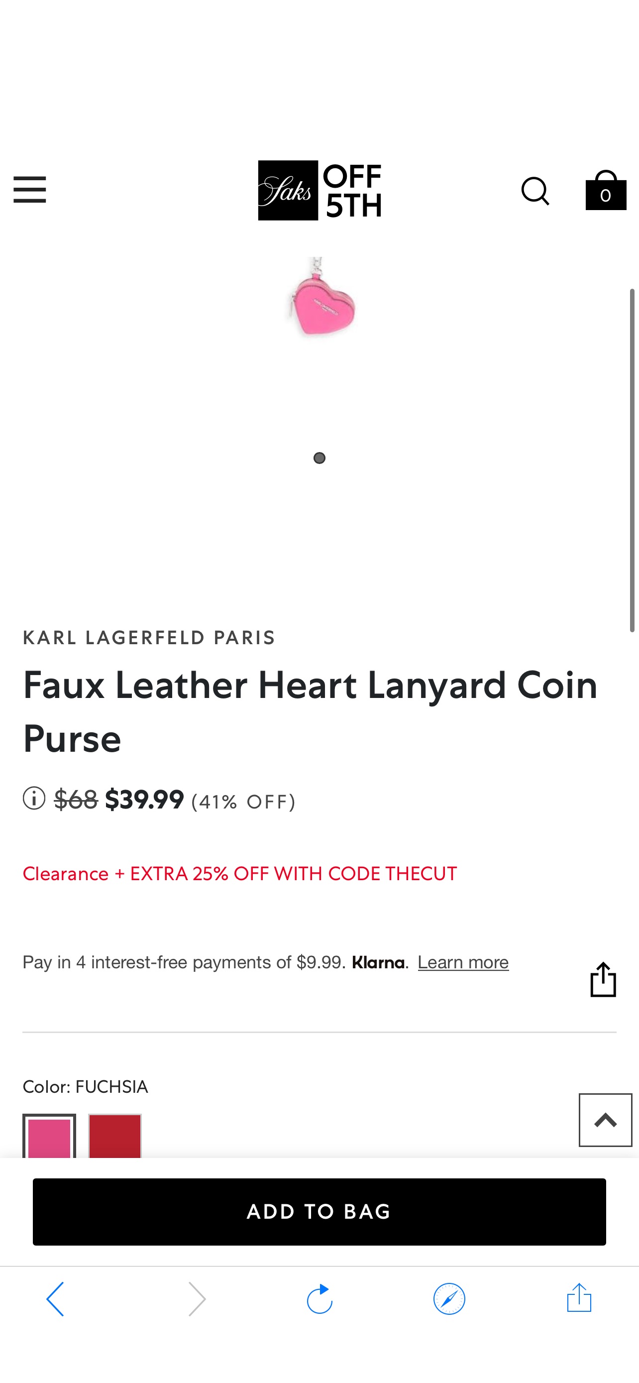 小包Karl Lagerfeld Paris Faux Leather Heart Lanyard Coin Purse on SALE | Saks OFF 5TH