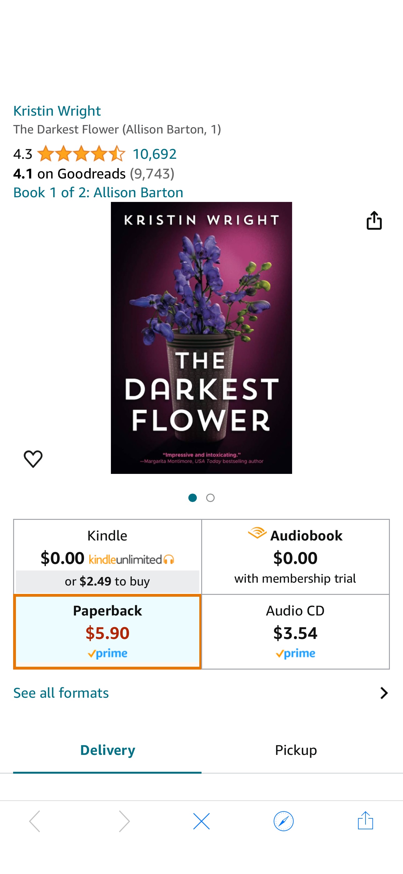 Amazon.com: The Darkest Flower (Allison Barton, 1): 9781542026345: Wright, Kristin: Books