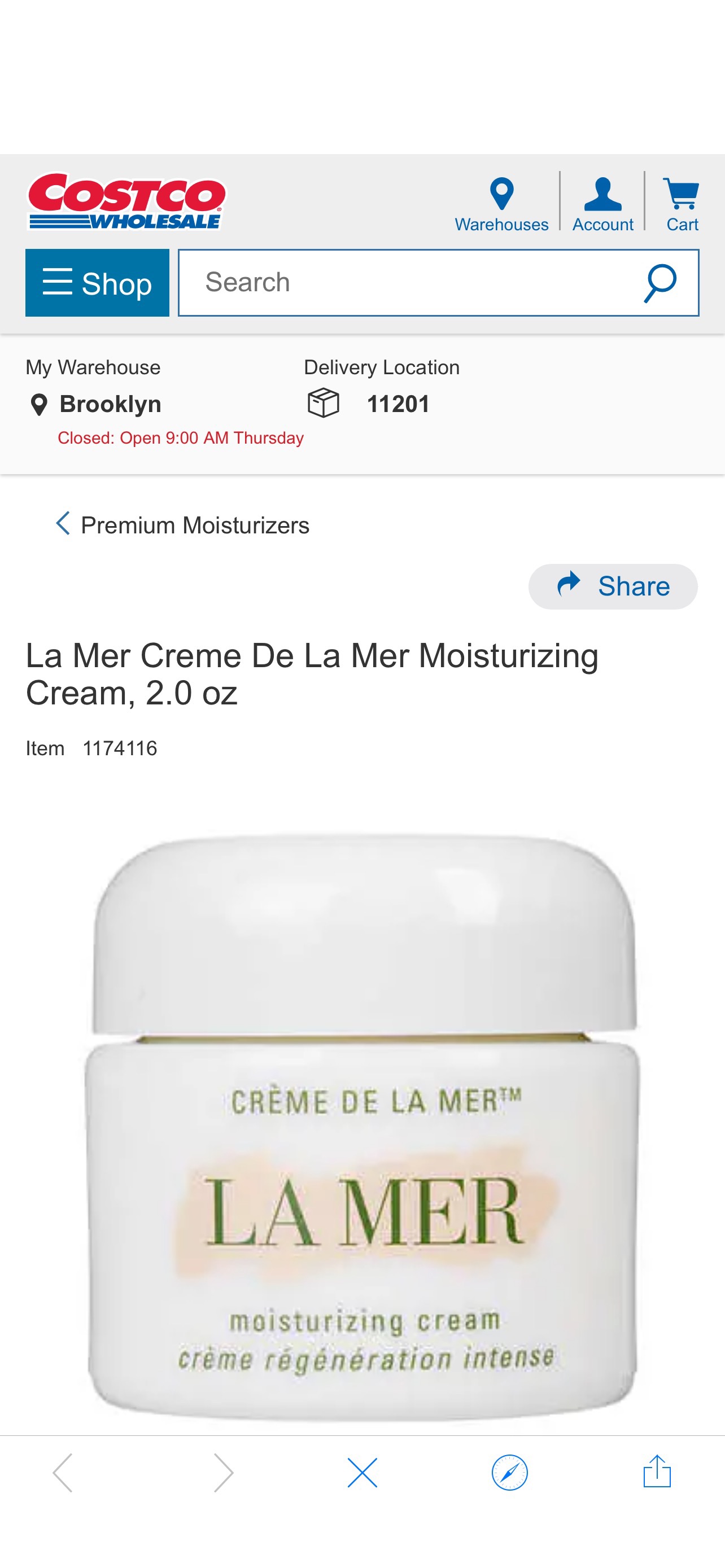 La Mer Creme De La Mer Moisturizing Cream, 2.0 oz | Costco