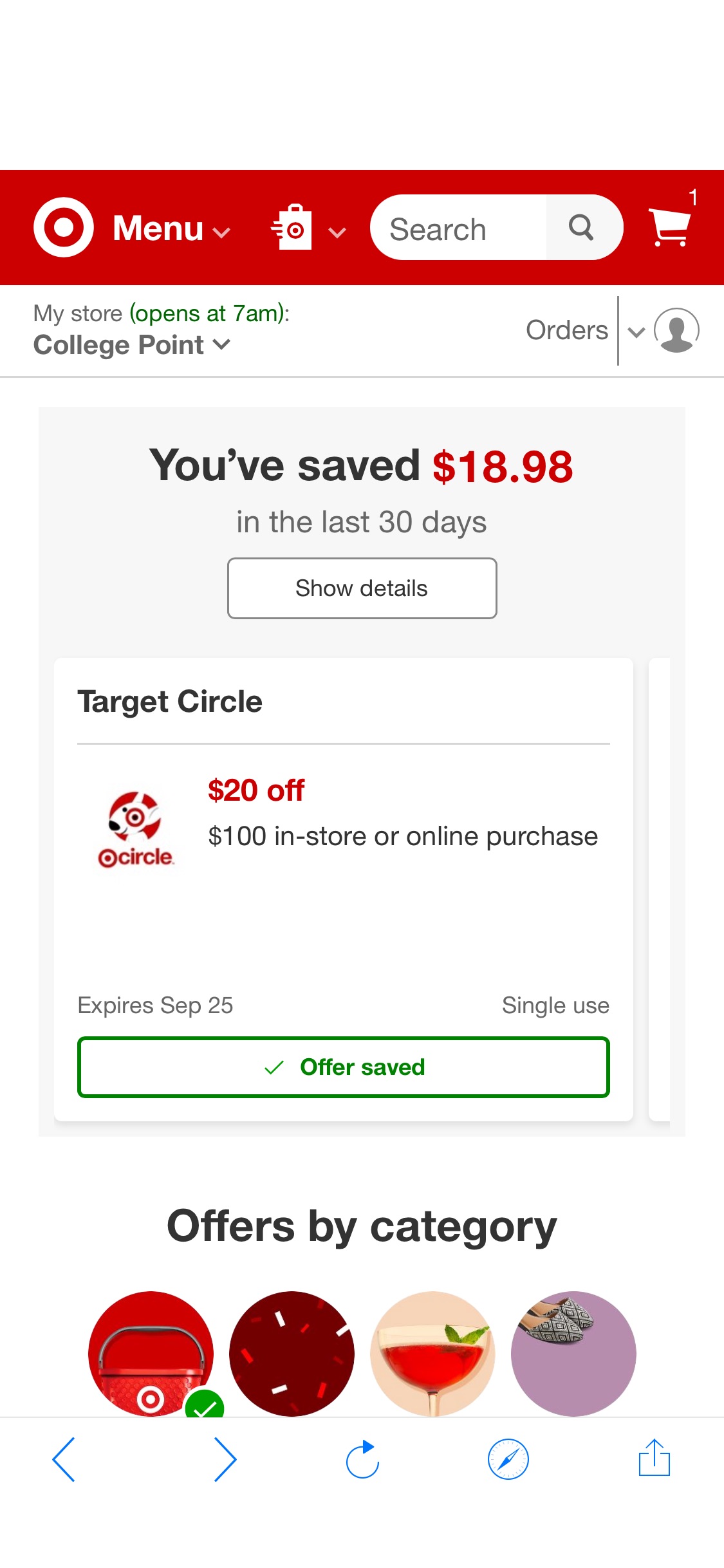Target Circle $100-$20活动
