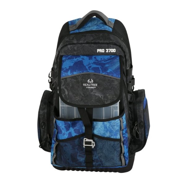 Realtree Adult Unisex Large Pro Fishing Tackle Backpack, Blue, 370