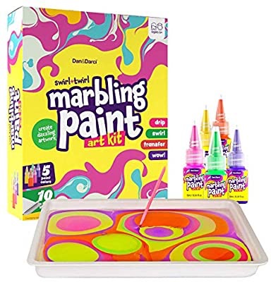 水印画Amazon.com: Dan&Darci Marbling Paint Art Kit for Kids - Arts and Crafts for Girls & Boys