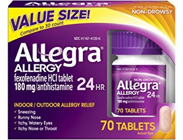 Adult 24 Hour Allergy Tablets, 70 Tablets, Long-Lasting Fast-Acting Antihistamine for Noticeable Relief from Indoor and Outdoor Allergy Symptoms