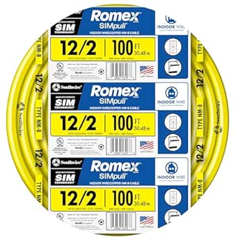 Southwire Romex Brand Simpull Solid Indoor 12/2 W/G NMB Cable 100ft coil - SW# 28828228 - Electrical Wires - Amazon.com