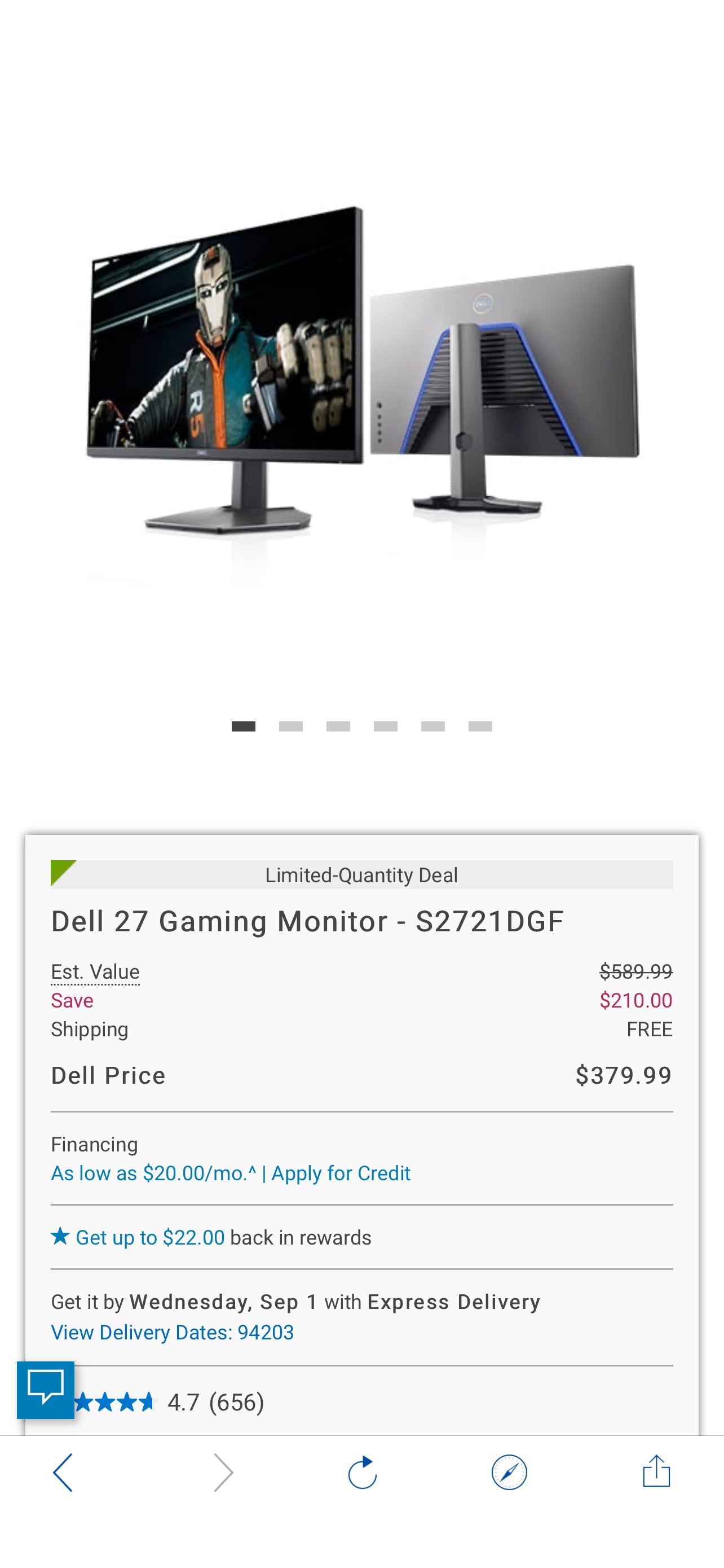 Dell 27 Gaming Monitor - S2721dgf 显示器