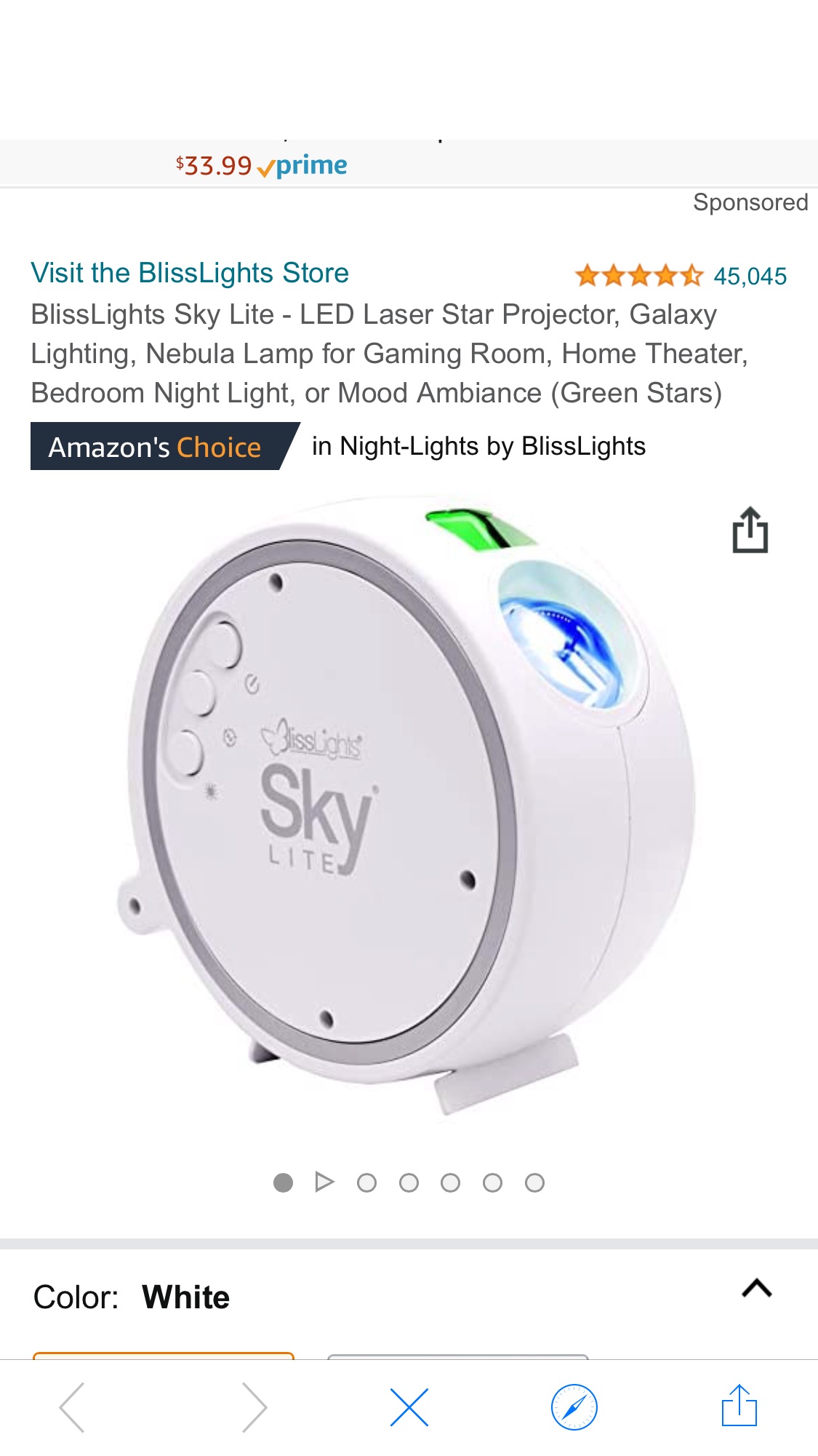 Amazon.com: BlissLights Sky Lite - LED Laser Star Projector, Galaxy Lighting, Nebula Lamp for Gaming Room, Home Theater, Bedroom Night Light, or Mood Ambiance (Green Stars)星光灯