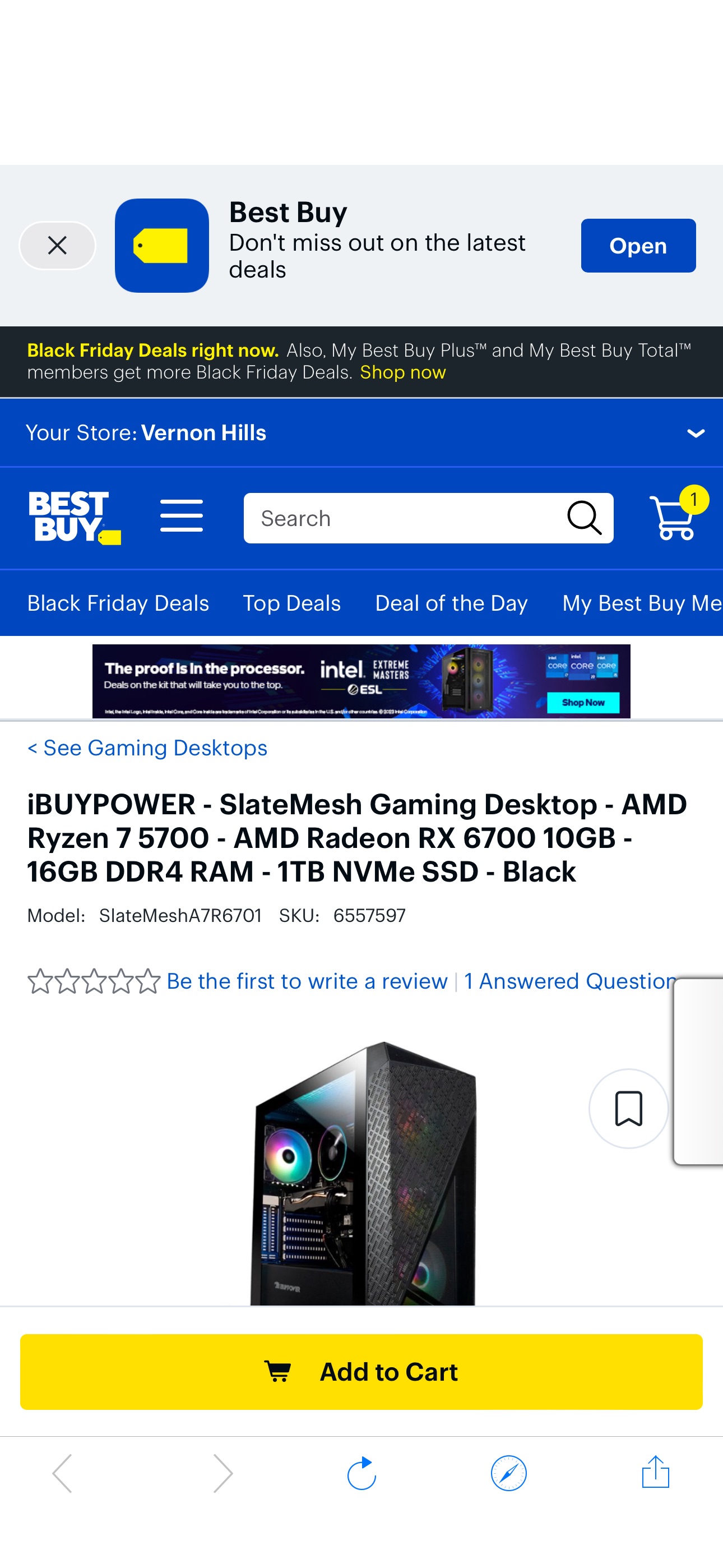 好价5700+6700台式iBUYPOWER SlateMesh Gaming Desktop AMD Ryzen 7 5700 AMD Radeon RX 6700 10GB 16GB DDR4 RAM 1TB NVMe SSD Black SlateMeshA7R6701 - Best Buy