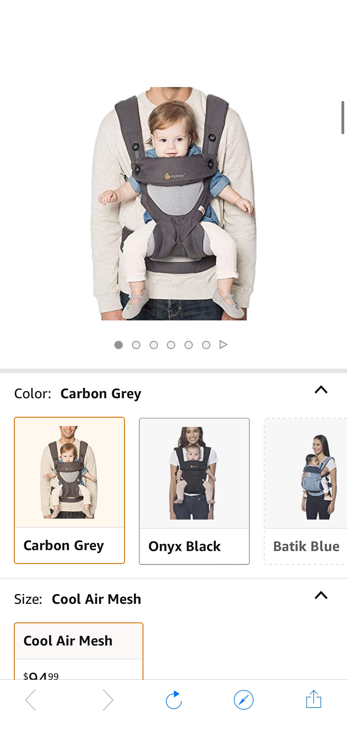 Amazon.com: Ergobaby 360 All-Position Baby Carrier with Lumbar Support (12-45 Pounds), Carbon Grey, Cool Air Mesh : Baby