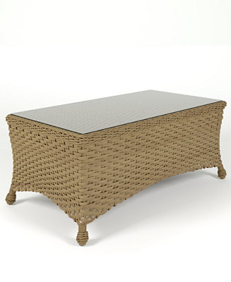 Furniture CLOSEOUT! Sorrento Woven Outdoor Rectangle Coffee Table with Glass Top - Macy's