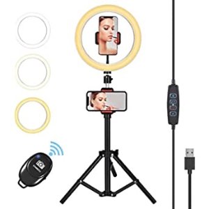 8" Ring Light with Tripod Stand - Dimmable Selfie Ring Light LED Camera Ringlight with Tripod and Phone Holder