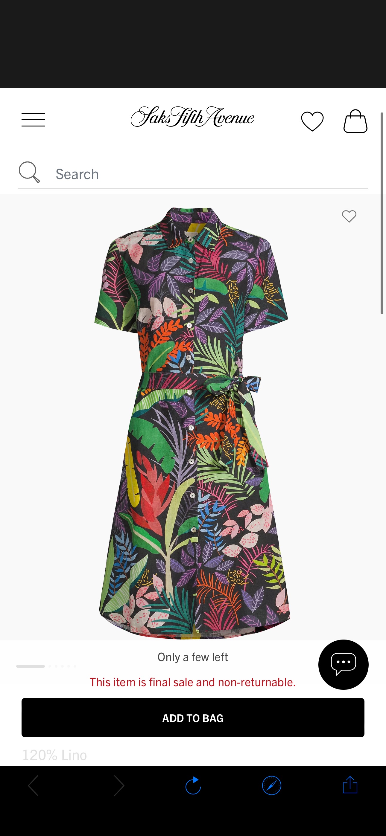 Shop 120% Lino Jungle-Print Short-Sleeve Shirtdress | Saks Fifth Avenue