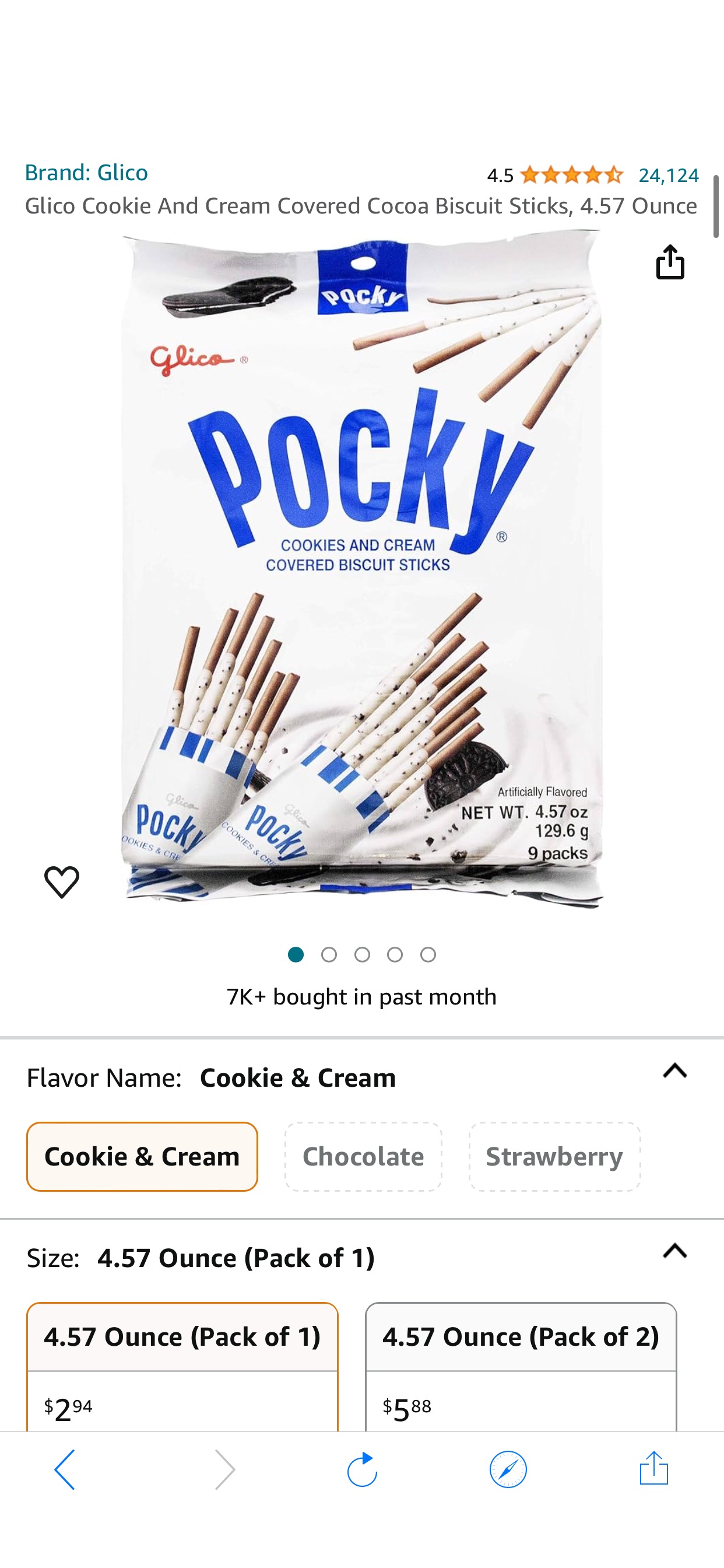 Amazon.com: Glico Cookie And Cream Covered Cocoa Biscuit Sticks, 4.57 Ounce : Grocery & Gourmet Food饼干
