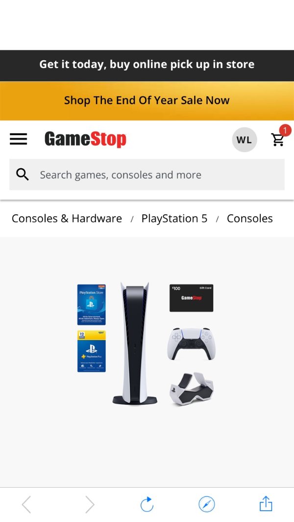 PlayStation 5 Digital Edition with White DualSense Controller and Charging Station System Bundle with $100 GameStop Gift Card