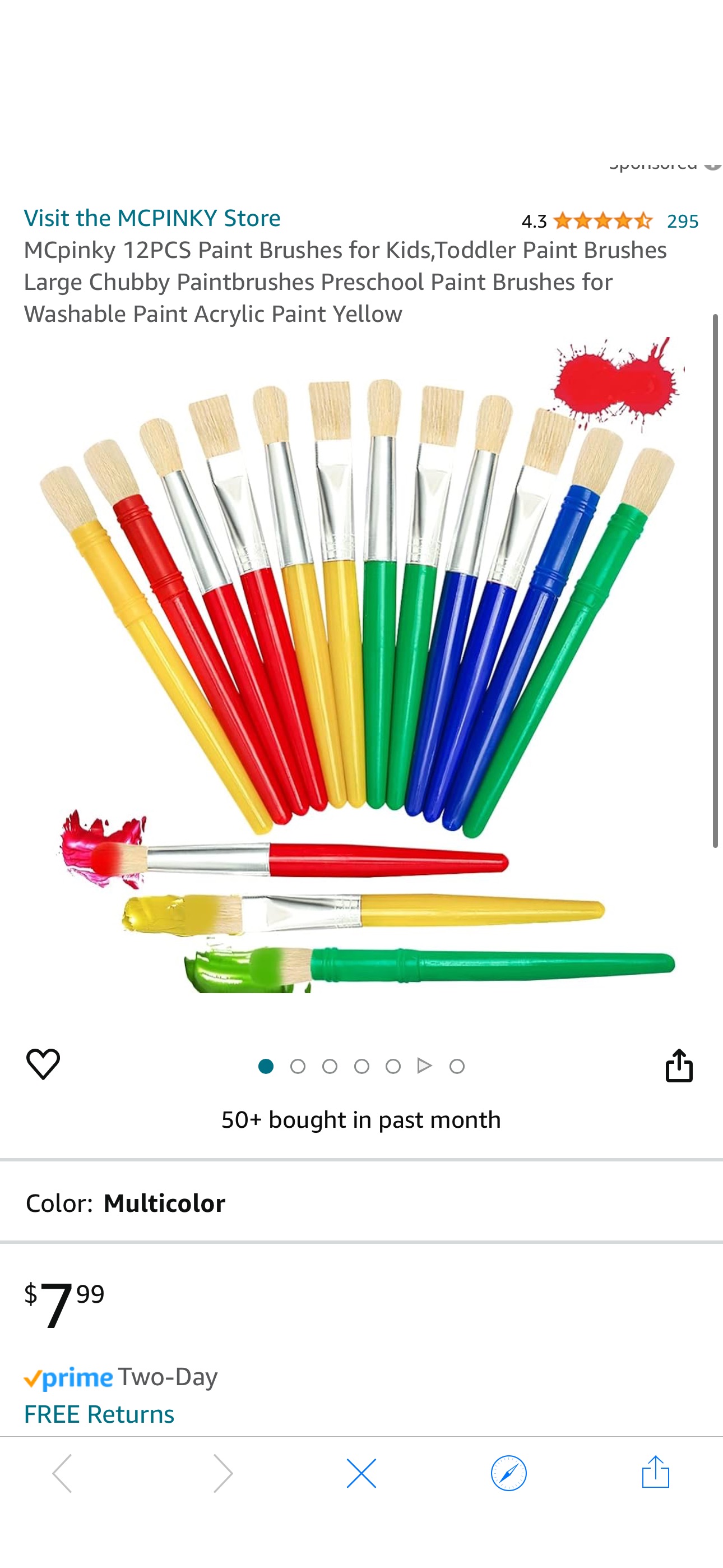 Amazon.com: MCpinky 12PCS Paint Brushes for Kids,Toddler Paint Brushes Large Chubby Paintbrushes Preschool Paint Brushes $3.99 12PCS Paint Brushes for Kids
Use Code 545BI9WZ