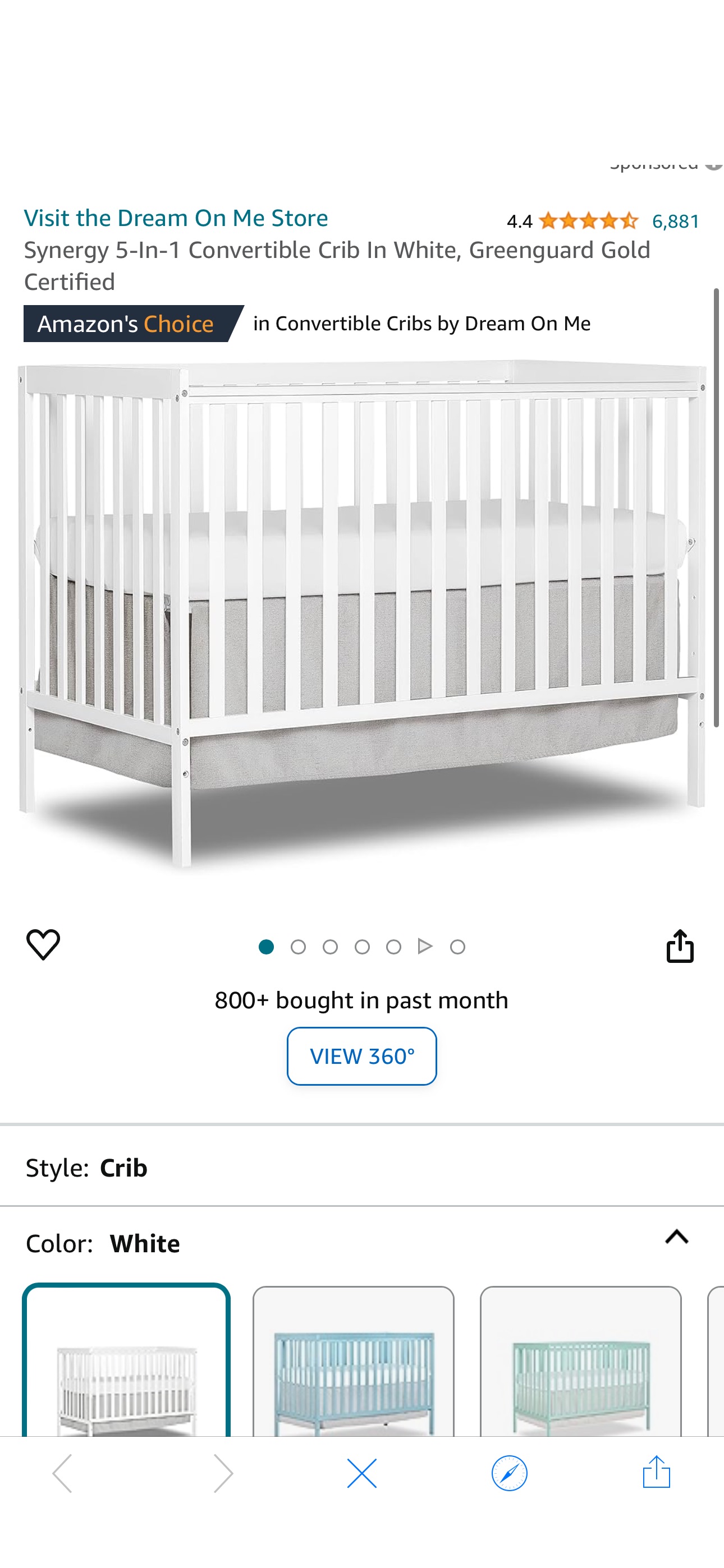Amazon.com: Dream On Me Synergy 5-In-1 Convertible Crib In White, Greenguard Gold Certified : Everything Else