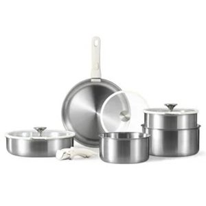 CAROTE Stainless Steel Pots and Pans Cookware Set 10P