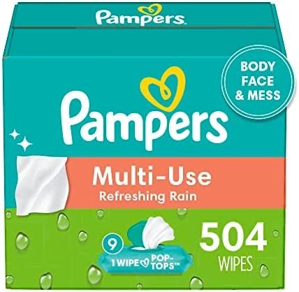 Baby Wipes Multi-Use Refreshing Rain 9X Pop-Top Packs 504 Count