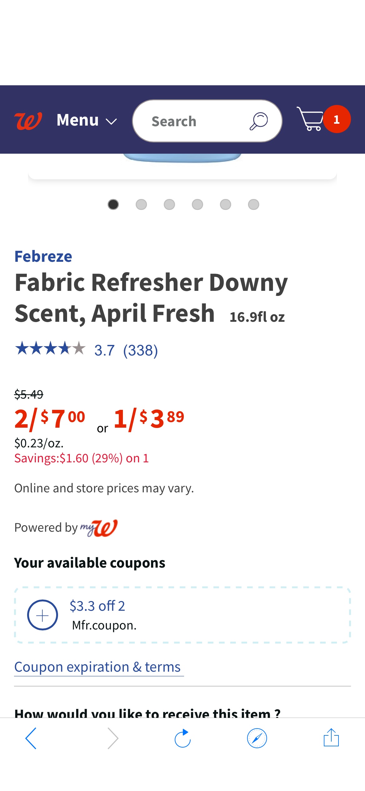 Febreze Fabric Refresher Downy Scent, April Fresh | Walgreens
