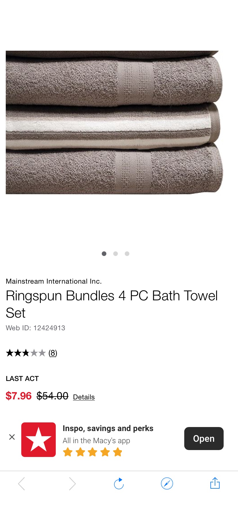 Mainstream International Inc. Ringspun Bundles 4 PC Bath Towel Set & Reviews - Bath Towels - Bed & Bath - Macy's浴巾