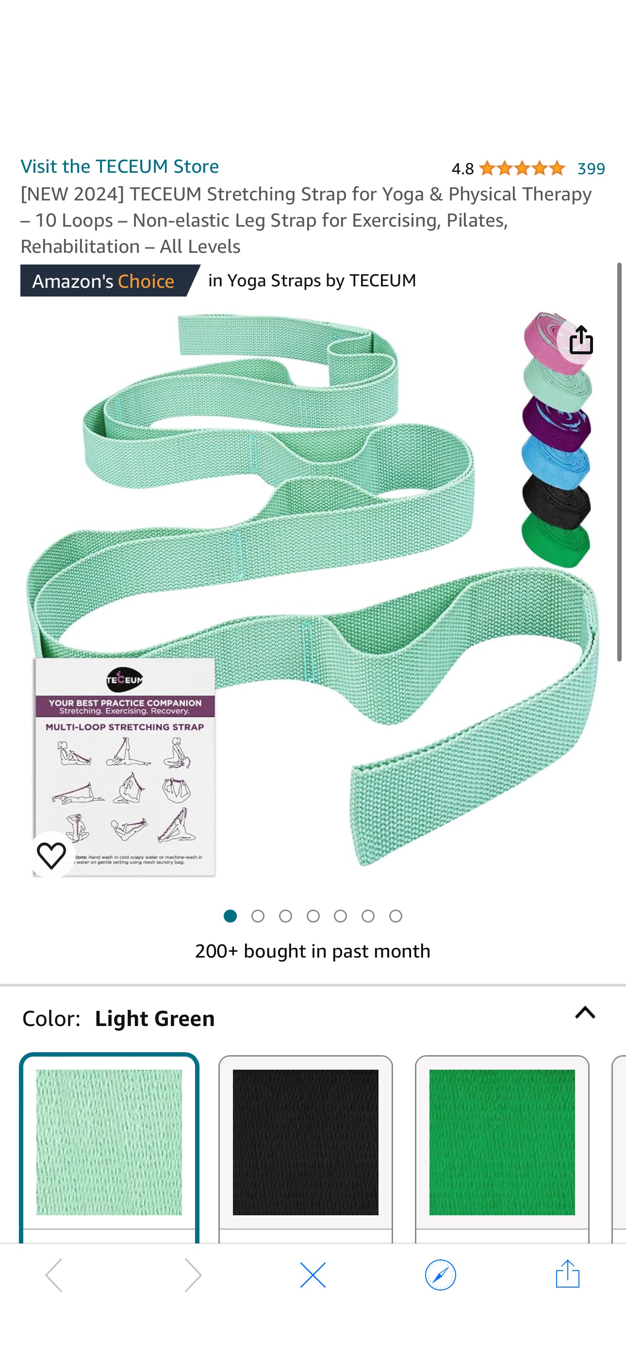 Amazon.com : [NEW 2023] TECEUM Stretching Strap for Yoga & Physical Therapy – 10 Loops – Choice of materials & colors – Non-elastic Leg Stretch Out Straps for Stretching, Exercising, Pilates, Post-inj