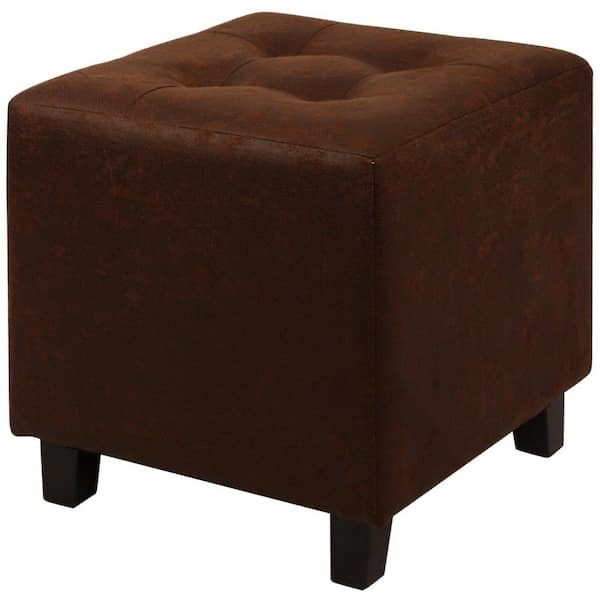 Faux Leather Brown Ottoman Stool