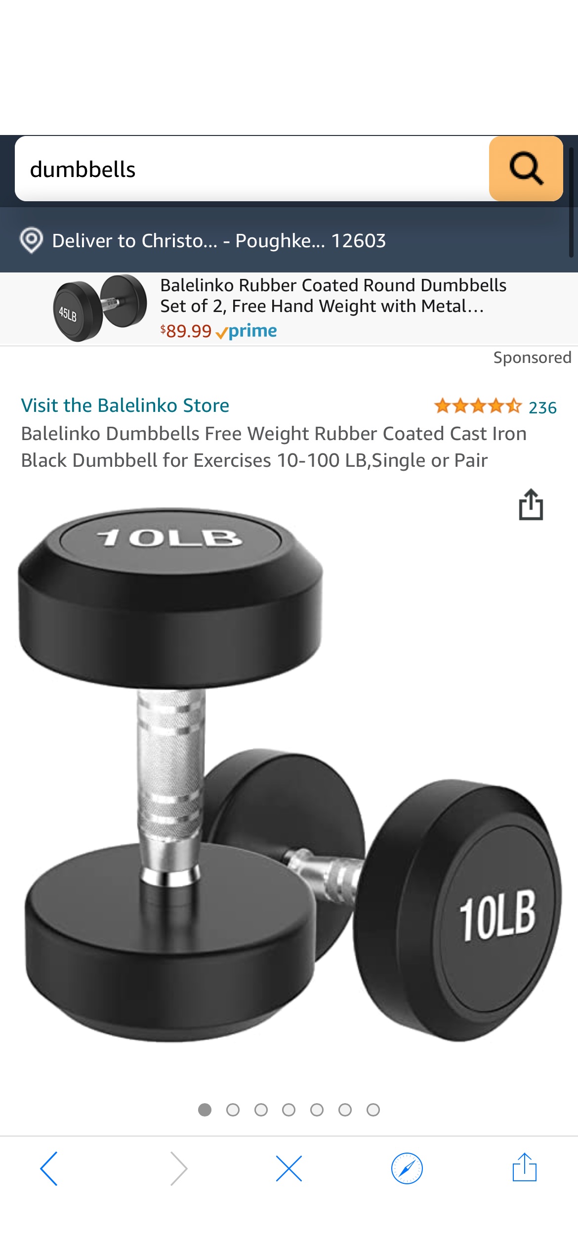 Amazon.com: Balelinko Rubber Coated Round Dumbbells Set of 2, Free Hand Weight with Metal Handle壶铃