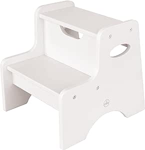 Amazon.com: KidKraft Wooden Two-Step Children&#39;s Stool with Handles - White : Home &amp; Kitchen