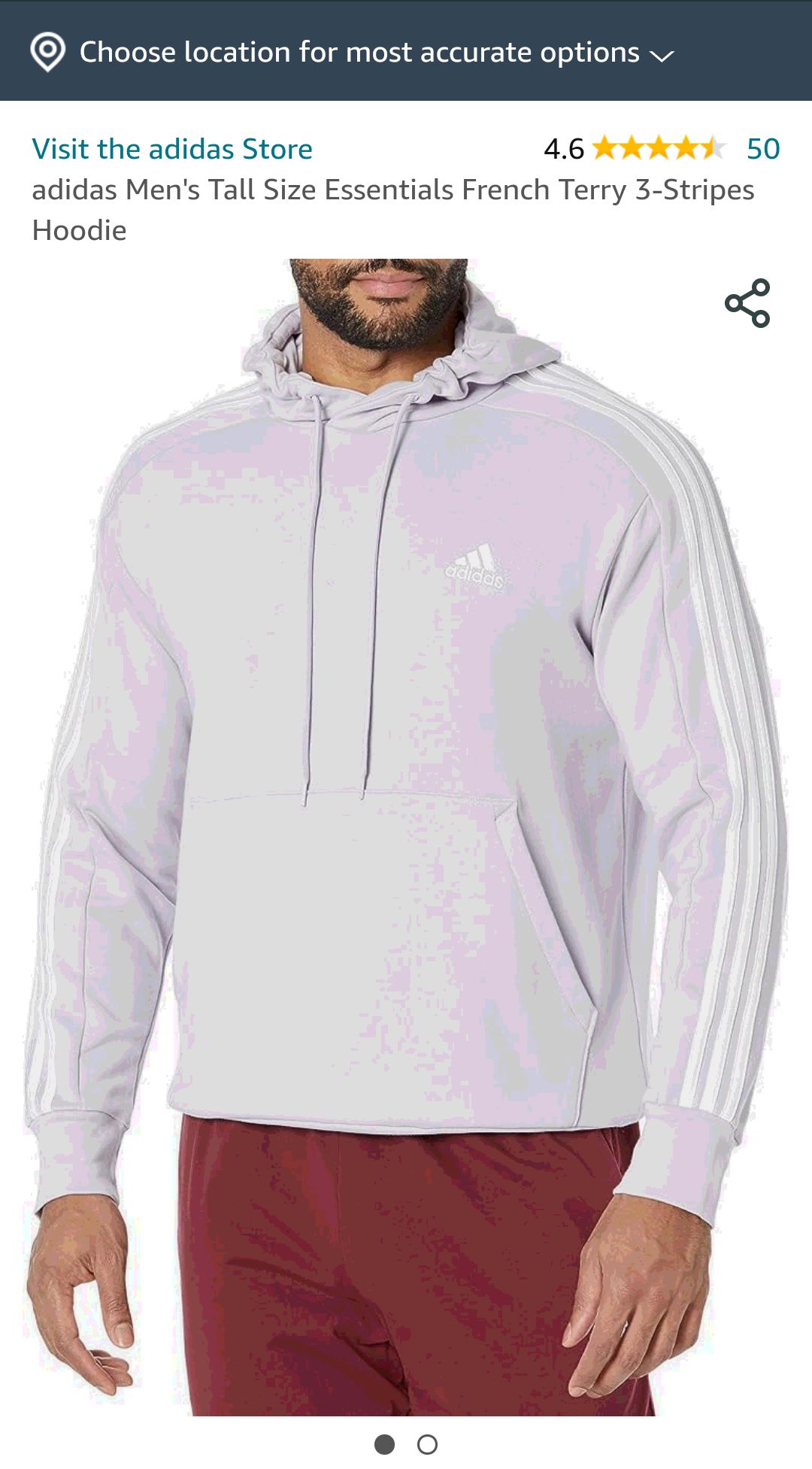 adidas Men's Essentials French Terry 3-Stripes Hoodie, Silver Dawn/White, Large at Amazon Men’s Clothing store