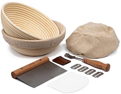 Kook 藤制面包发酵篮2个+工具 Sourdough面包适用