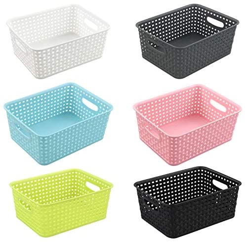 Amazon.com: Rinboat Multi-Colored Plastic Storage Baskets Office Baskets Drawer Organizer, 6 Packs: Home Improvement 储物筐6个