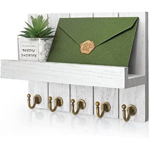 $14.98 Amazon.com: Rebee Vision Key and Mail Holder for Wall: Key Hanger for Wall with Shelf Wood Wall Shelf with Hooks