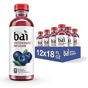 Bai Flavored Water, Brasilia Blueberry, Antioxidant Infused Drinks, 18 Fluid Ounce Bottle (Pack of 12)