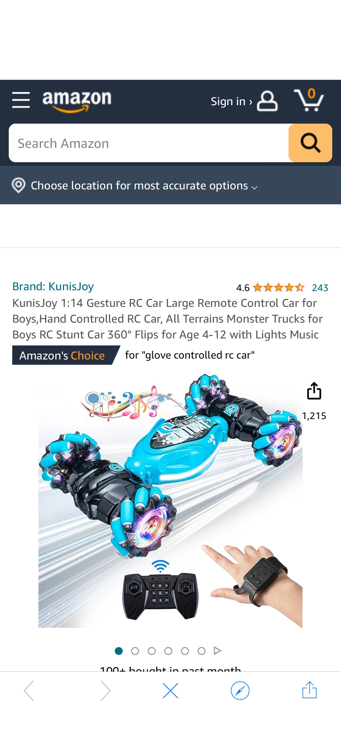 Amazon.com: KunisJoy 1:14 Gesture RC Car Large Remote Control Car for Boys,Hand Controlled RC Car, All Terrains Monster Trucks for Boys RC Stunt Car 360° Flips for Age 4-12 with Lights Music : Toys & 
