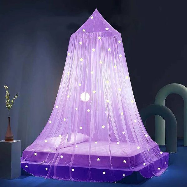 Eimilaly Stars Bed Canopy Glow in The Dark, Bed Canopy for