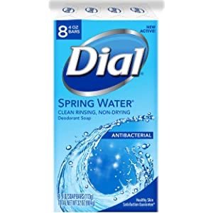 Dial Antibacterial Deodorant Soap, Spring Water, 4 Ounce, 8 Bars