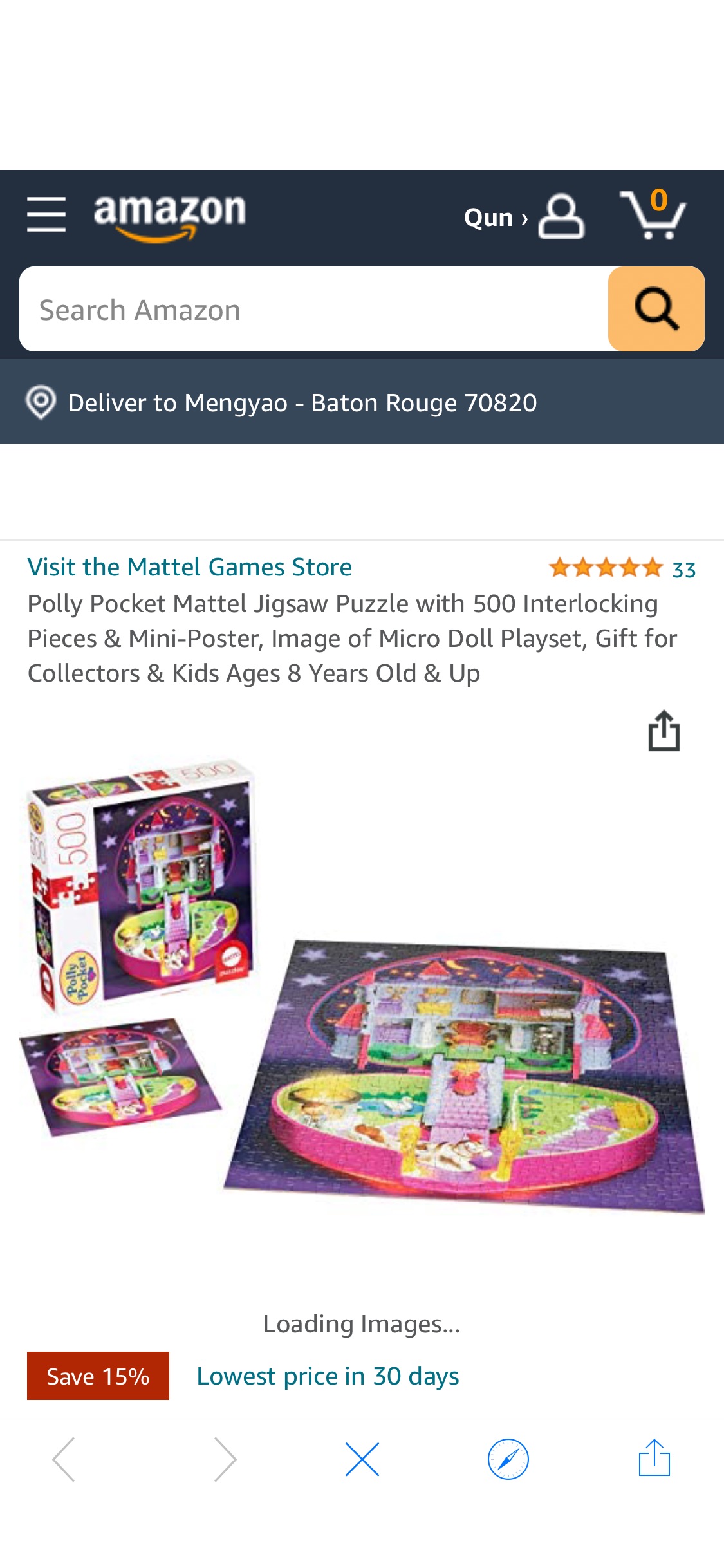 Amazon.com: Polly Pocket Mattel Jigsaw Puzzle with 500 Interlocking Pieces & Mini-Poster, Image of Micro Doll Playset, Gift for Collectors & Kids Ages 8 Years Old & Up : Toys 玩具& Games