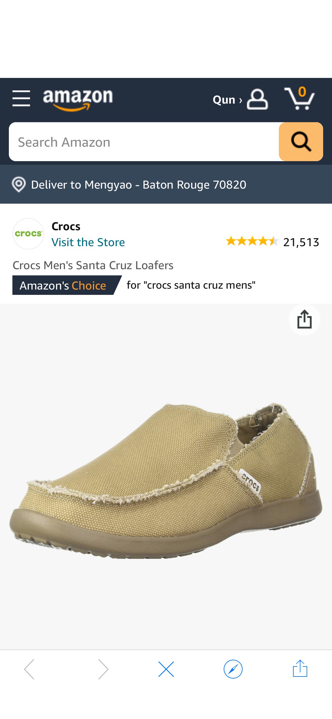 Amazon.com | Crocs Men's Santa Cruz Loafer | Comfortable Men's Loafers | Slip On Shoes, Khaki/Khaki, 10 US Men | Loafers & Slip-Ons 鞋