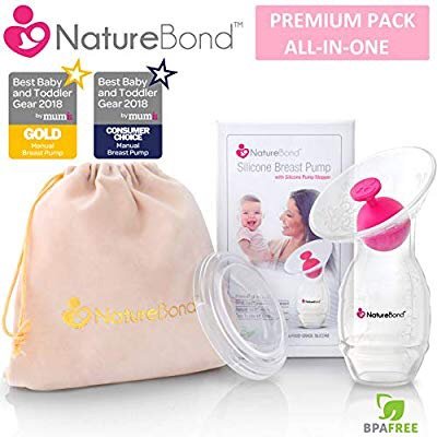 NatureBond Silicone Breastfeeding Manual Breast Pump Milk Saver Suction