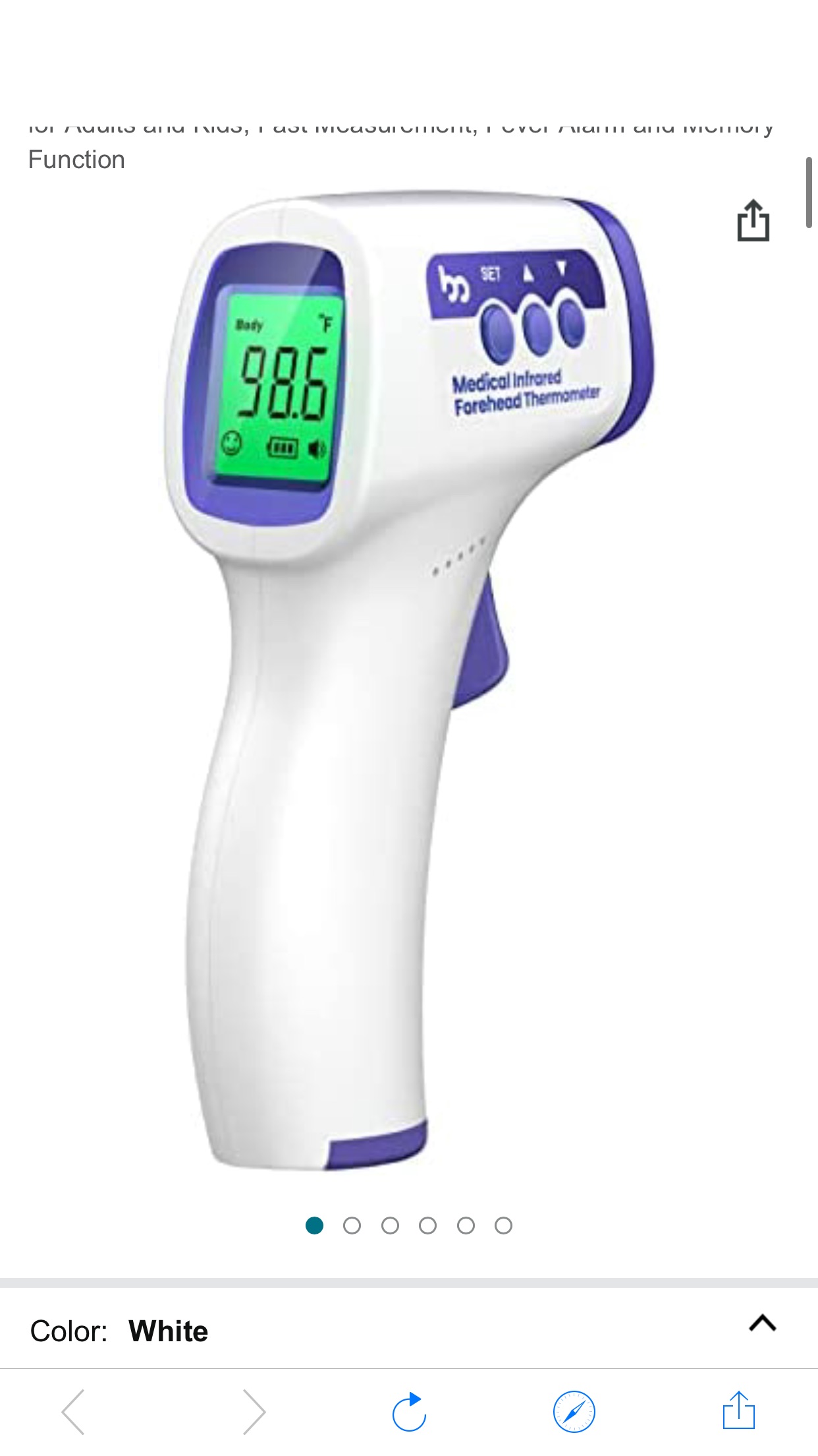 Amazon.com: No-Contact Digital Infrared Thermometer, Forehead Thermometer for Adults and Kids, Fast Measurement, Fever Alarm and Memory Function : Baby