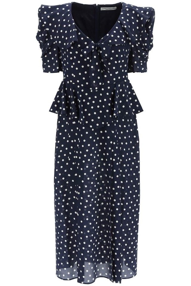 Women's Polka Dot Silk Midi Dress by Alessandra Rich | Coltorti Boutique 长裙