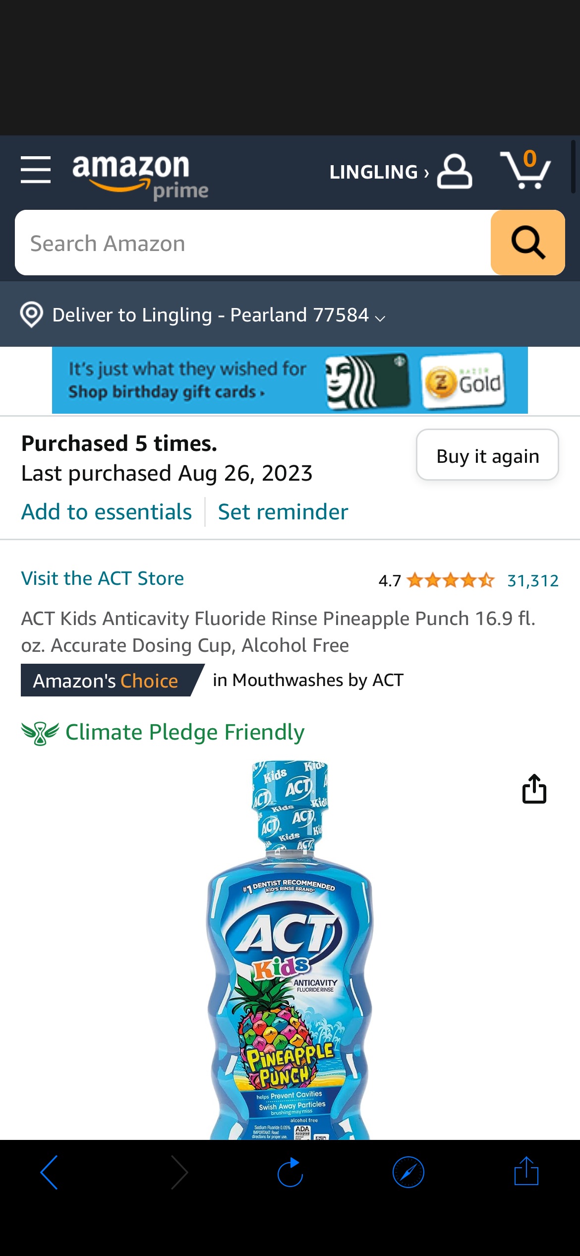 Amazon.com: ACT Kids Anticavity Fluoride Rinse Pineapple Punch 16.9 fl. oz. Accurate Dosing Cup, Alcohol Free : Health & Household